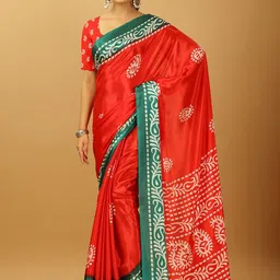 A.V.M. SILK MILLS Batik Printed Pure Crepe Saree-image-95