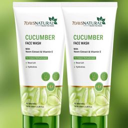 7DAYS Natural Set Of 2 Cucumber Face Wash With Neem Extract & Vitamin E - 100 ml Each-0