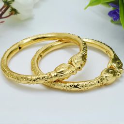 SATTIK Pack of 2 Brass Gold-plated Kada-image-68