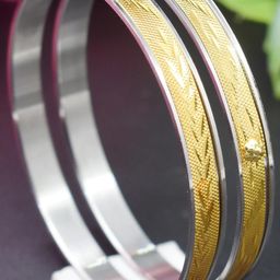 SATTIK Pack of 2 Steel Gold-plated Shakha Pola-image-46