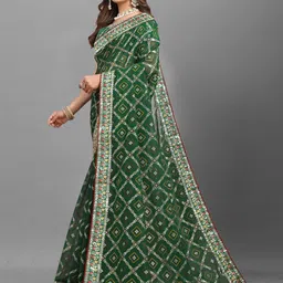 NANDKASHI Bandhani Embroidered Pure Georgette Bandhani Saree image 2