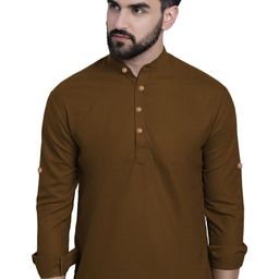Yugnik Men Mandarin Collar Slim Fit Full Sleeve Straight Kurta-image-79