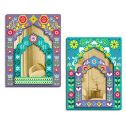 SEHAZ ARTWORKS 2- Pcs Green & Purple Wooden Printed Wall Hangings-27