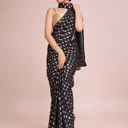 CLEMIRA Embellished Sequined Pure Georgette Saree-picture-5