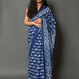Craft Musium Pure Cotton Hand Block Printed Saree-picture-13
