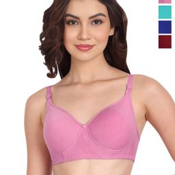 Liigne Pack Of 4 Solid Full Coverage Lightly Padded All Day Comfort Cotton Bra-image-102