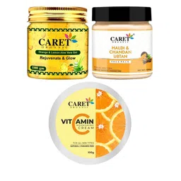 CARET ORGANIC Set Of 3 Aloevera Gel With Ubtan Face Pack & Vitamin C Nourishing Cream-16