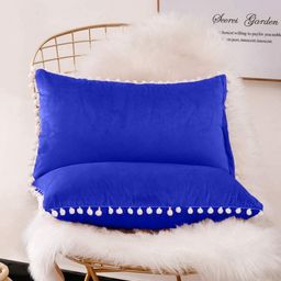 Cottonfry Blue & White 2 Pieces Pure Cotton Rectangle Cushion Covers-image-76