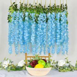 3.61ft Artificial Wisteria Garland Hanging Outdoor Garden Greenery Decor (BLUE) Blue, Green Westeria Artificial Flower-21