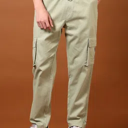 V-Mart Men Mid Rise Regular Fit Easy Wash Flat-Front Cotton Cargo-image-62