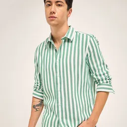THE BEAR HOUSE Men Slim Fit Multi Stripes Opaque Striped Casual Shirt-image-86