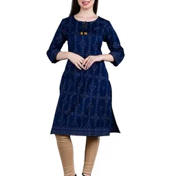 Avaasa Buy Shruthi Geometric Printed Tie-Up Neck Straight Kurta-20