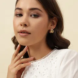 Beatnik Gold-Plated Contemporary Hoop Earrings-image-10