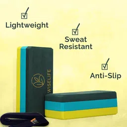 WiseLife 3-Pcs Yoga Block High Density Premium TPE Foam Material Support & Cushion & Belt image 4