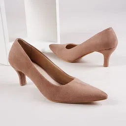 Get Glamr Colourblocked Suede Kitten Pumps-66