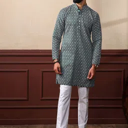 Koshin Men Sequinned Jacquard Kurta-57