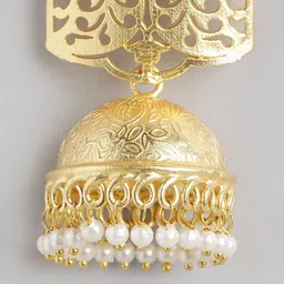 Anouk Gold-Plated Artificial Beaded Dome Shaped Jhumkas image 5