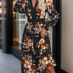 StyleCast x Revolte Women Floral Print Puff Sleeve A-Line Midi Dress-picture-39