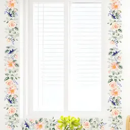 INDIAN ROYALS Green & Pink Floral With Leaves Printed Waterproof Wall Stickers-image-74