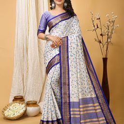 HI FI NX Ethnic Motifs Zari Silk Cotton Banarasi Saree-picture-40