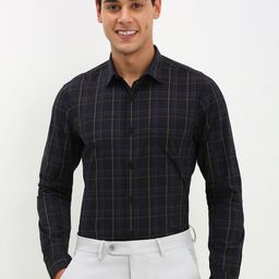 Allen Solly Men Spread Collar Tartan Checked Polycotton Slim Fit Formal Shirt-image-87