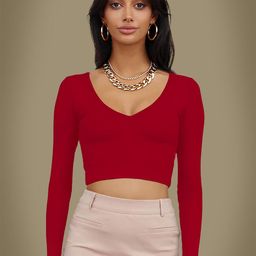 Dream Beauty Fashion Women V-Neck Fitted Crop Top-image-82
