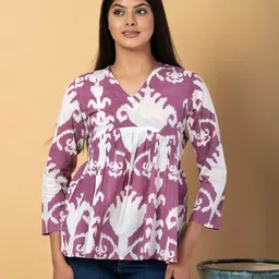 CORSICA Women Ethnic Motifs Printed Peplum Cotton Top-picture-36