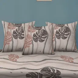 Arrabi 6Pcs Cream-Colored & Grey Leaf-Colored Skin-Friendly Superfine Quality Diwan Set image 3