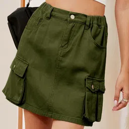 StyleCast Denim A-Line Above Knee Skirt-image-74
