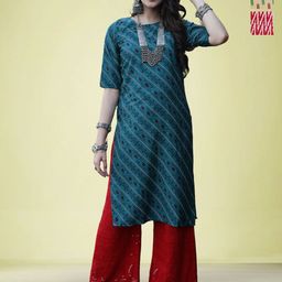 Moda Rapido Selection Of 3 Bandhani Printed Round Neck Straight Kurtas-image-65