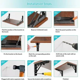 rexmon Folding Shelf Brackets - Heavy Duty Metal Collapsible Shelf Bracket 1 Pair 20 cm Shelf Bracket image 4