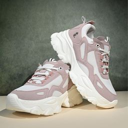 LOUIS STITCH Women Pink & White Lace-Up Sneakers-image-75