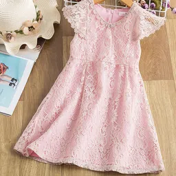 YK Girls Cap Sleeves Fit & Flare Dress-image-3