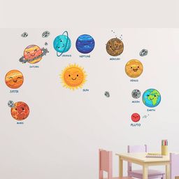 LANSTICK Orange-Colored & Blue Printed Solar System Wall Sticker-image-22