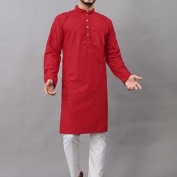 ALMORA Men Ethnic Motifs Embroidered Mirror Work Kurta-image-68