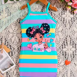 Kidotsav Girls Colourblocked Graphic A-Line Dress-picture-15