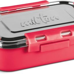 milton Steel Flat Insulated Inner Stainless Steel Tiffin Box RED Easy to Clean 2 Containers Lunch Box-picture-38