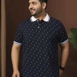 bigbanana Plus Size Geometric Printed Polo Collar Anti Odour Pure Cotton T-shirt-image-19