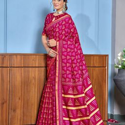 PEENGAX Zari Pure Cotton Bagru Saree-image-88