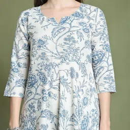 Merira Selection Of 2 Floral Printed Notch Neck A-Line Kurtas With Trousers & Dupattas image 2