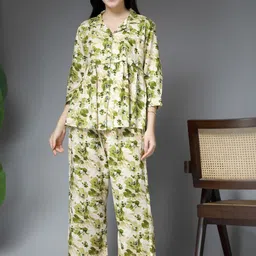 ETC Women Floral Printed Lapel Collar Night suit-picture-11