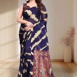 MAGNEITTA Striped Pure Chiffon Designer Saree-image-58