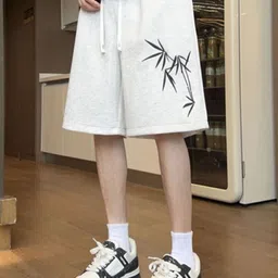KPOP Men Floral Printed Cotton Regular Shorts-image-56