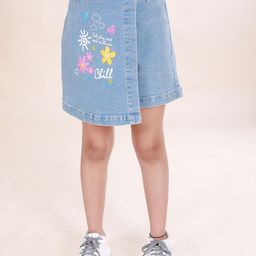 KiddoPanti Girls Printed Denim Skorts-image-59