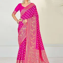 SHOP DROP Woven Design Zari Pure Silk Banarasi Saree-image-88