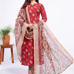 Rujave Women Floral Printed Regular Kurta with Trousers & With Dupatta-picture-39