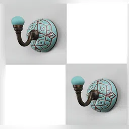 IndianShelf Blue and Brown 2 Piece Ceramic Etched Wall Hangings Key Holders-image-29