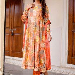 Chandbaali Women Printed Regular Pure Cotton Kurta with Palazzos & With Dupatta-11
