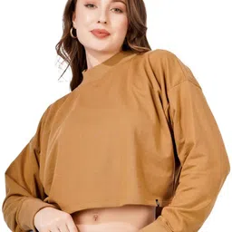 BLUEFICUS Women High Neck Crop Sweatshirt-image-45