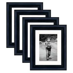 Art Street Black & White Wood Wall Photo Frames (Pack of 4)-picture-1